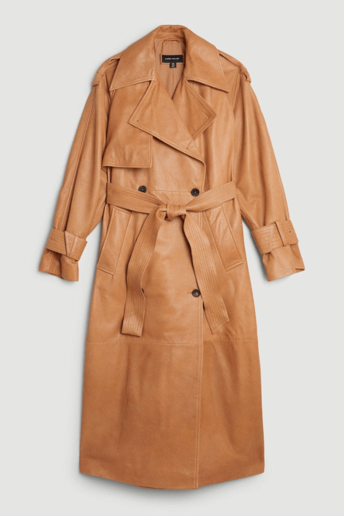 Leather Oversize Trench Coat Karen Millen